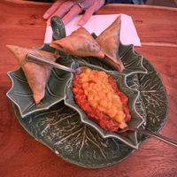 Samosas   at Merkamo Vegan in East London