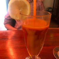 Mango, orange and vimto smoothie. Unusual but tasty. Can feel thick as you get to the last of it. at Merkamo Vegan in East London