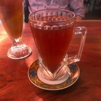 Cinnamon, cardamom and clove tea.  at Merkamo Vegan in East London