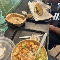 Vegan noodle bowl, vegan spring rolls, and a vegan banh mi. All delicious!   at Banh Mi Vietnamese Street Food in Rome