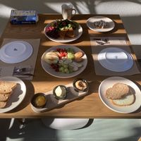 Breakfast for two (and there were more items that came after…the breakfast was huge)  at Acai Plant Based Hotel & Restaurant in Rhodes