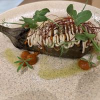 The imam eggplant/aubergine - incredible and had the most beautiful smoky flavour! Would happily eat this every day.  at Acai Plant Based Hotel & Restaurant in Rhodes