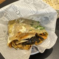 Half of a Hot Veggie crepe  at Miss Jianbing in Madrid