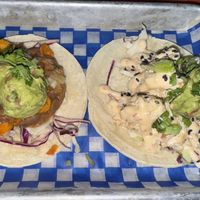 Beany baby taco & kung fu tofu taco both with added guacamole   at Gringo - North Van in North Vancouver