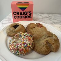 Oreo, Cherry Blasters, Fuzzy Peaches, Birthday (clockwise from top left)  at Craig's Cookies in Burlington