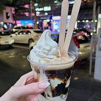 Tofu soft serve (tea flavoured brown sugar mini pearl sauce - not chocolate!) at Kariton Sorbetes - Chinatown in Melbourne