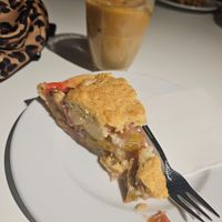 Rhubarb cobbler and iced coffee at westberlin in Berlin