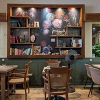 Inside decoration at Roots Cafe in Chambery