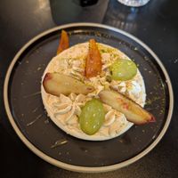 Peach Pavlova at Roots Cafe in Chambery