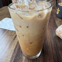 Cherry blossom pistachio latte with oat milk  at Barley Bean Coffee in Austin