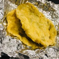 Doubles (vegan fried dough filled with curried chickpea & potato) at Sunrise Caribbean in Washington