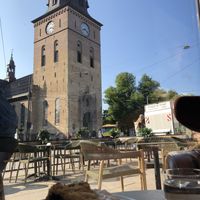 Church view and terrace  at Espresso House - Stortorvet in Oslo