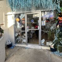 Outside.   Easy to find in the Caravelle courtyard   at Bleu Chocolát Workshop in St Croix