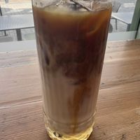 Iced vanilla soya latte  at No Monkey Business  in Keswick