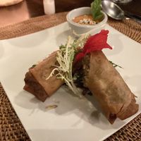 Banana blossom spring rolls  at Sakti Dining Room in Mambal