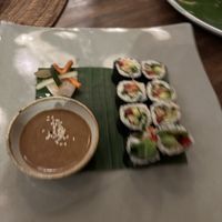 Unfortunately blurry - but so good! Tempeh nori avo roll  at Sakti Dining Room in Mambal