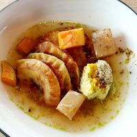 met butternut gevulde ravioli at NOEN  in Sint-truiden