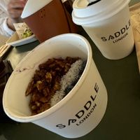 Blueberry overnight oats  at Saddle in South West London