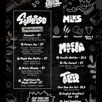 Menu at Ghoul Coffee Company in Austin