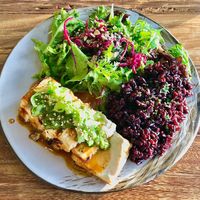 Miso maple tofu with black rice at Flavour Fields - Galleria Mall in Dubai