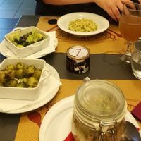 Sprouts, green salad with potatoes,gnocchi and pasta at So What?!? in Rome