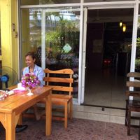 Friendly owner of restaurant  at Kanlaya Vegetarian in Chiang Mai