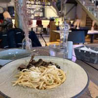 Lemon linguine and sauteed mushrooms  at The 11 Concept in Volos