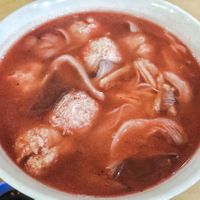 Red yeast mee sua vegan at New Big One Food Court - 天一美食 in Kuching