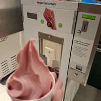 Vegan soft serve strawberry ice cream at IKEA in Southampton