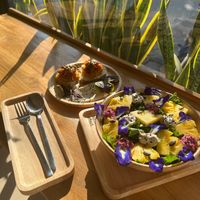 Kale salad & pumpkin kimchi sourdough toast at The butterfly effect. in Chiang Mai