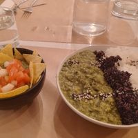 Spinach daal and something else on the left. at Riz Riz - Paradis in Paris