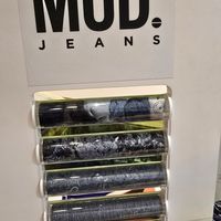Old jeans into new fabric at MUD Jeans Brand Store in Amsterdam