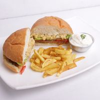 Vegan cheese berger at Beynolmelal Vegan Restaurant in Rasht