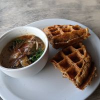 Waffle n Gravy (half portion) at Nectar Cafe in Portland