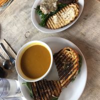 Grilled cheese up front and scramble with mushroom gravy out back!   at Nectar Cafe in Portland