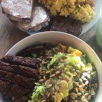 Portland scramble & Autumn Salad - both delicious!!  at Nectar Cafe in Portland