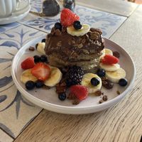 Banana pancakes with vegan nutella  at La Papaya in La Palma