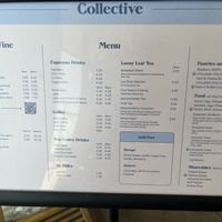 Menu with vegan options  at Collective Coffee in Wichita Falls