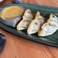 These veggie goyzas were perfect and the mustard sauce was perfect!  at Sibuya Urban Sushi Bar  in Merida