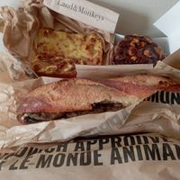 Focaccia Lardon, Sandwich Fermier and Cookie Monkey at Land & Monkeys in Bordeaux