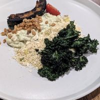 Manteiguinha beans, pumpkin, kale and fermented farofa at Tau Cozinha in Sao Paulo