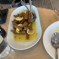 Lemon “tofu”. Which you can clearly see is not actual tofu.  We forgot to take a photo until after we served some  at Lemongrass Cafe in Edmonton