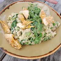 Artichoke risotto at The Bower Inn in Somerset