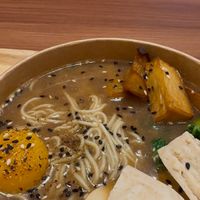 Black garlic tonkotsu ramenn bowl  at ONE bOwl Vegan by CANES in Bangkok