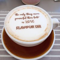 Soya cappuccino..cute logo, zero taste at Flavour Café in Tavira