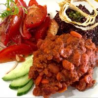 tomato salad with Lima beans and mixed rice/quinoa at Wild Scallion in Penticton