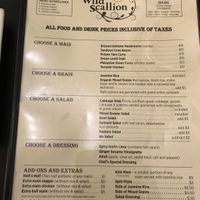 Menu at Wild Scallion in Penticton