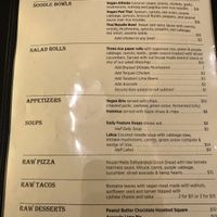 Menu at Wild Scallion in Penticton