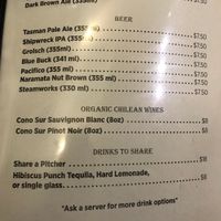Drinks menu at Wild Scallion in Penticton