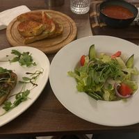 Minestrone soup, bruschetta, crostini, and Greek salad.   at The Little Venice Restaurant in Dublin